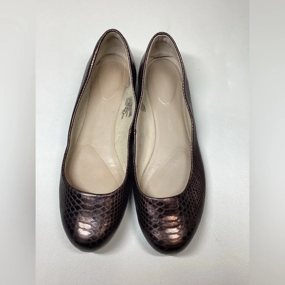 Rockport Metallic Brown Snake Pattern Flats - Picture 2 of 10